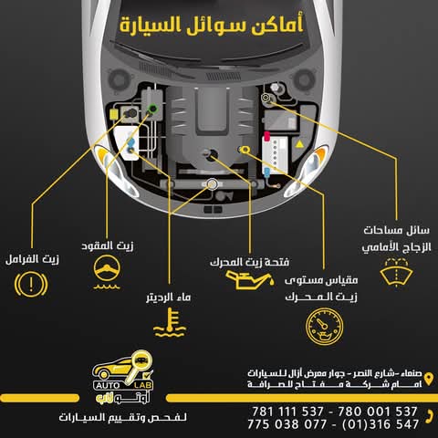 تعرّف على حجرة المحرك وأماكن سوائل السيارة